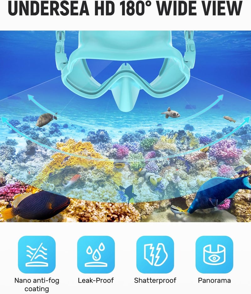 W WSTOO WSTOO Frameless Swim Goggles with Nose Cover for Adults, Panoramic Anti-Glare & Anti-Fog Tempered Glass Lenses, and Perfect Seal Food-Grade Silicone Skirt, Suitable for Snorkelling and Diving - Image 5